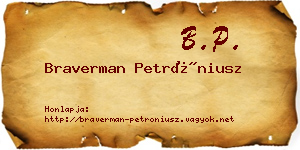 Braverman Petróniusz névjegykártya